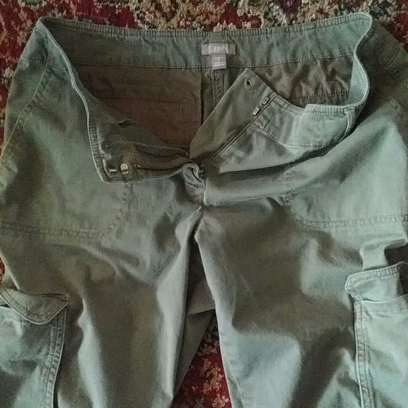 J Jill Cotton Cargo Pant Green - Picture 2 of 7